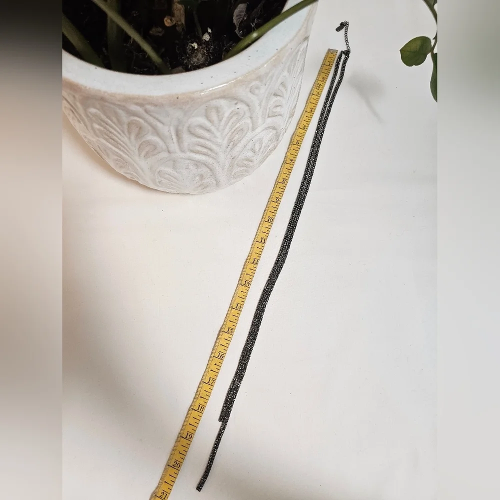 Black Sparkle Lariat Necklace – Dainty Y-Neck Wrap with Rhinestones